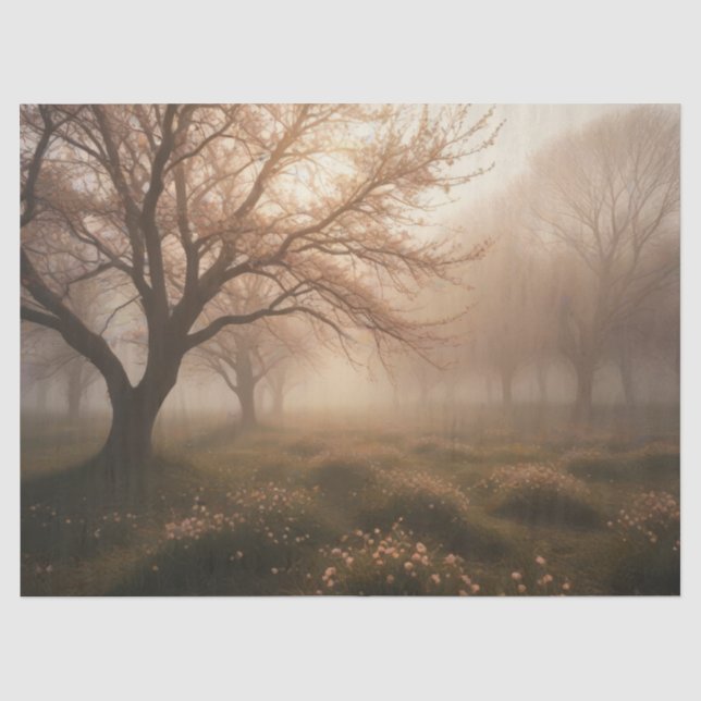 Papier Mousseline Le verger de Foggy au printemps (Recto)