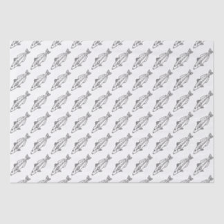 Papier Mousseline L'école de l'Est Whihiting Fish en noir et blanc