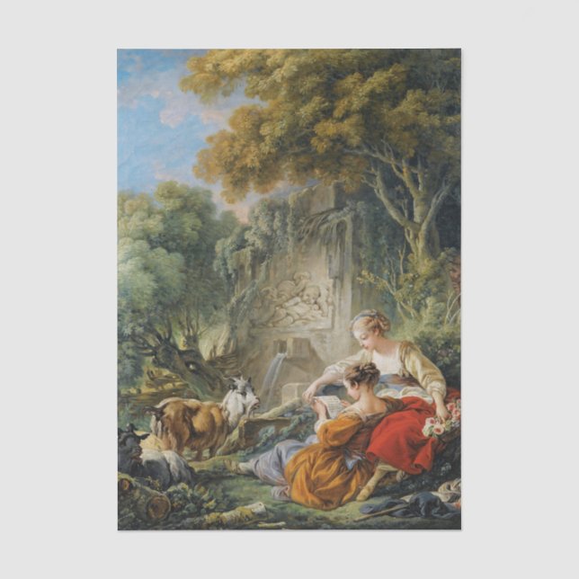 Papier Mousseline Lecture de la lettre par Francis Boucher (Recto)