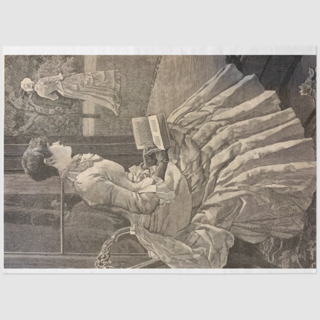 Papier Mousseline Lecture féminine, années 80 (Recto)