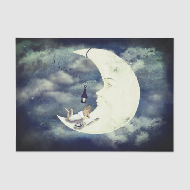 Papier Mousseline Lecture sur le papier de tissus de la lune (Recto)