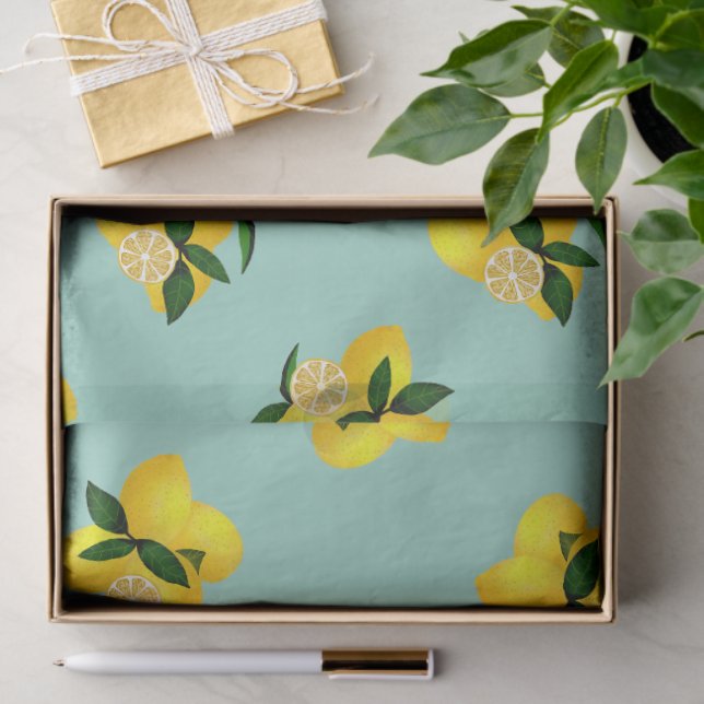 Papier Mousseline Lemon Teal (Cadeau)