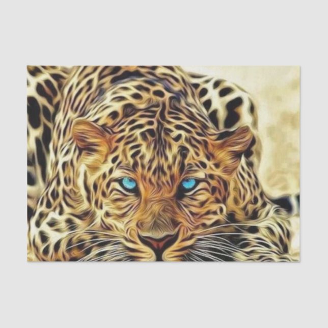 Papier Mousseline Leopard des yeux bleus (Recto)