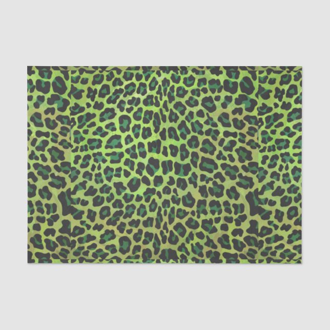 Papier Mousseline Léopard noir et vert (Recto)