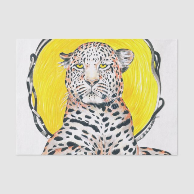 Papier Mousseline Leopard Sun King Ink Art (Recto)