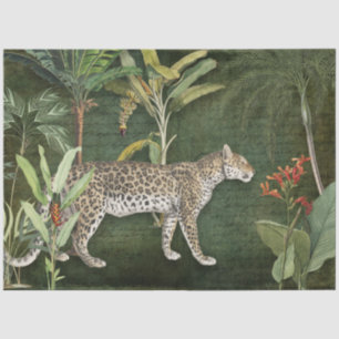 Papier Mousseline Léopard Tropical Floral sur le feuillage Jungle Dé