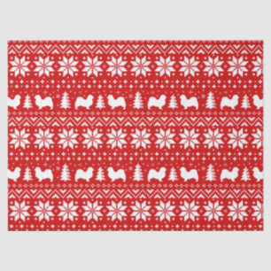 Papier Mousseline L'épagneul tibétain silhouette le motif de Noël