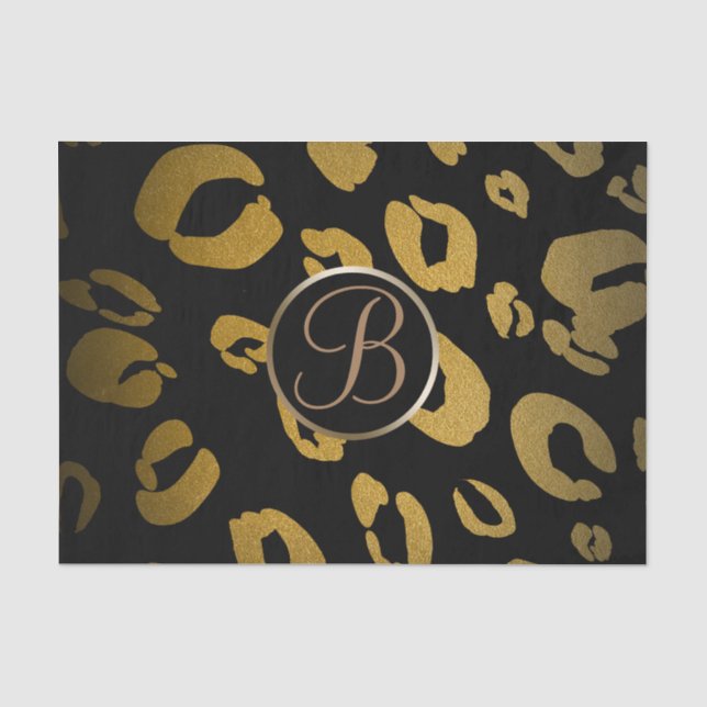 Papier Mousseline Lèpre Noir Or Monogramme Lettre Initiale (Recto)