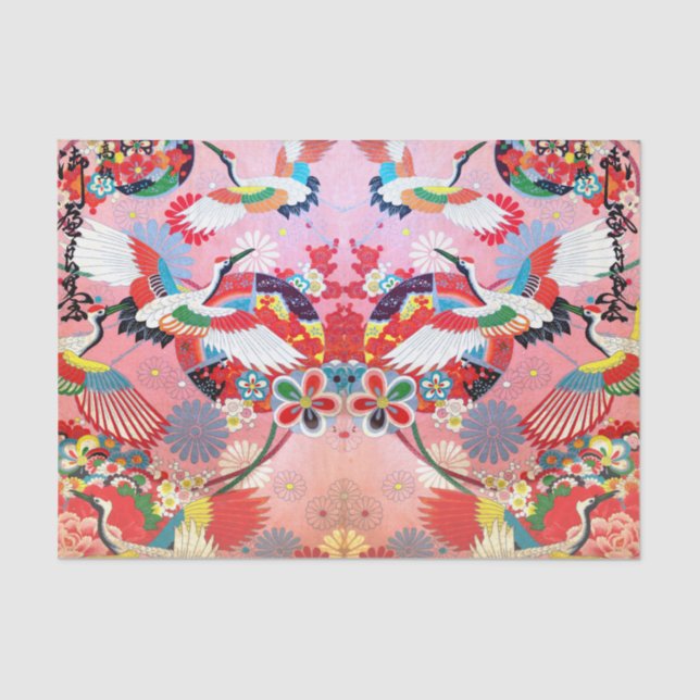 Papier Mousseline Les aigrettes de Mah Jongg au paradis (Recto)