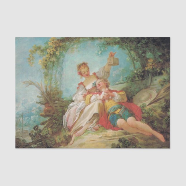 Papier Mousseline Les amoureux heureux de Jean Honore Fragonard (Recto)