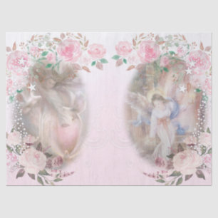 Papier Mousseline Les anges et les Roses et le découpage rose