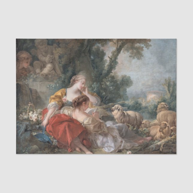 Papier Mousseline Les Bergères de François Boucher (Recto)