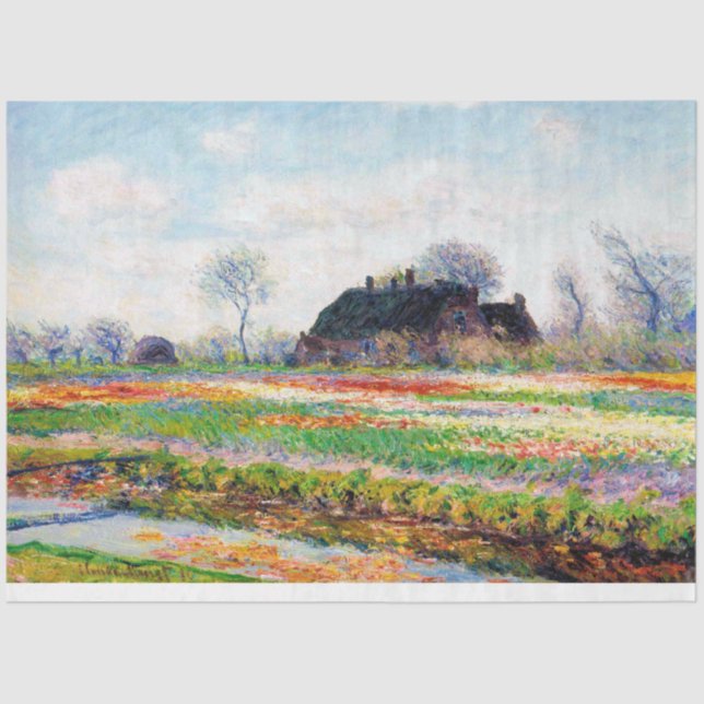 Papier Mousseline Les champs de tulipes au Pays-Bas, Monet (Recto)