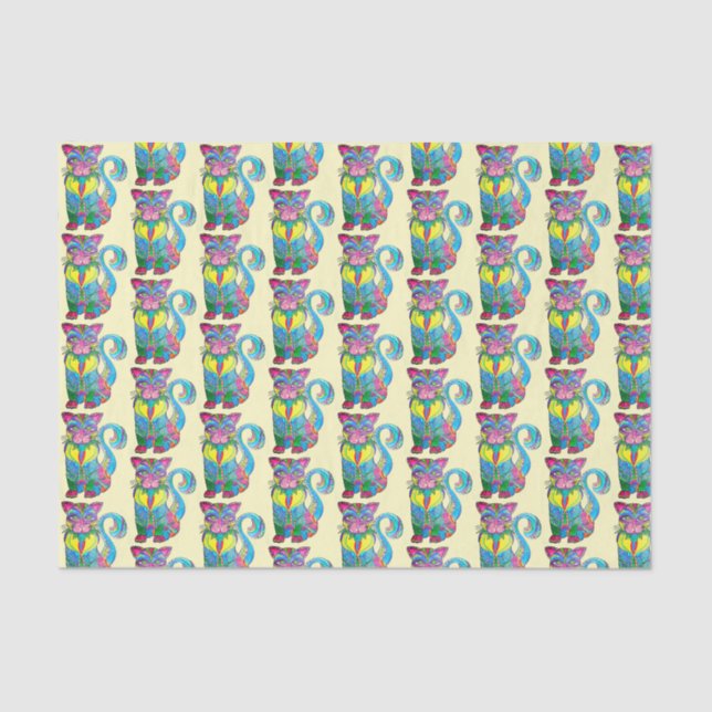 Papier Mousseline Les chats d'Alebrije - Le papier de tissus (Recto)