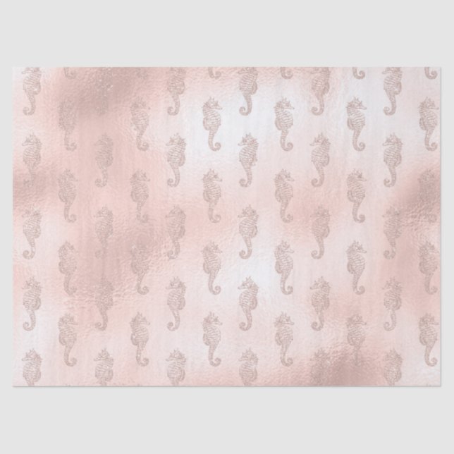 Papier Mousseline Les chevaux de mer sur la page de découpage rose (Recto)
