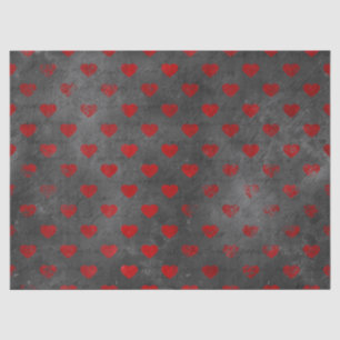 Papier Mousseline Les Coeurs rouges en décomposition grise