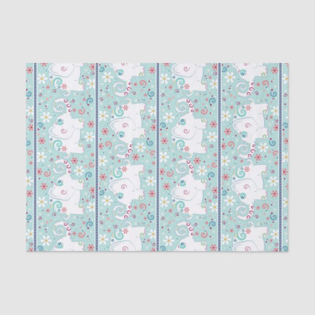 Papier Mousseline Les éléphants blancs à la parade (Recto)