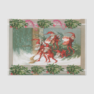 Papier Mousseline LES ELVES ROUGES DE NOËL BONDENT DANS LES Mistleto