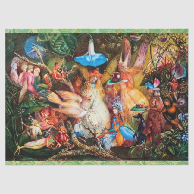 Papier Mousseline LES FAIRIES FAVORIENT OISEAUX ENCHTonnés Bois (Recto)
