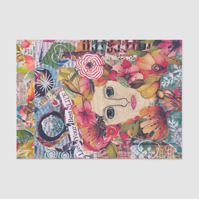 Papier Mousseline Les femmes Mélange Médias Inspirationnel Art Tissu (Recto)