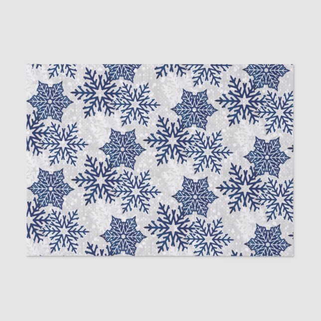 Papier Mousseline Les flocons bleus et blancs de Noël (Recto)