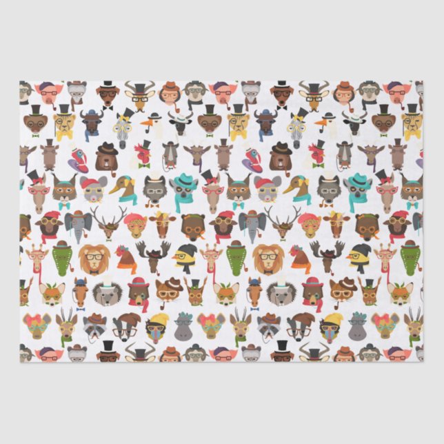 Papier Mousseline Les Hipster Animals amusent les animaux Cool avec  (Recto)