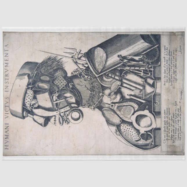 Papier Mousseline Les instruments de subsistance humaine, Arcimboldo (Recto)