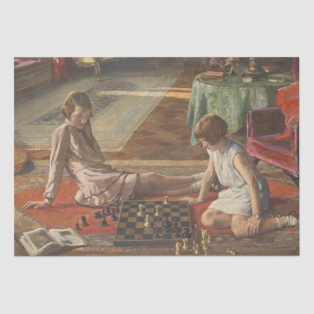 Papier Mousseline Les joueurs d'échecs (par John Lavery) (Recto)