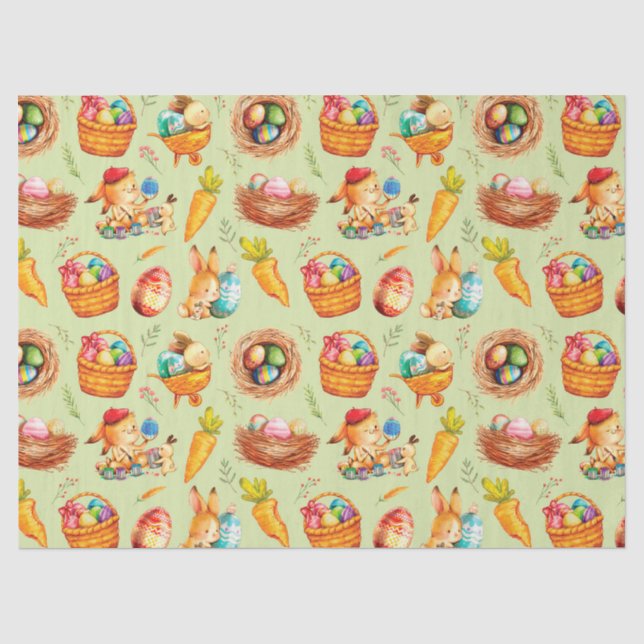 Papier Mousseline Les lapins de Pâques au travail (Recto)