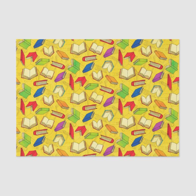 Papier Mousseline Les livres modèlent sur le jaune (Recto)