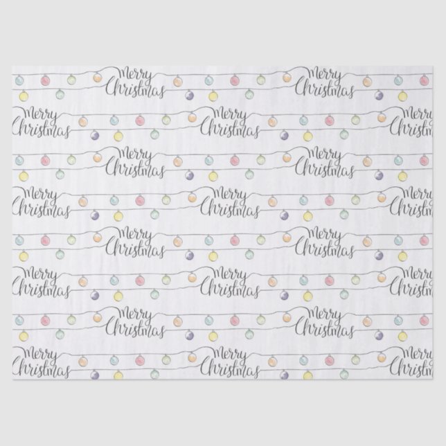 Papier Mousseline Les lumières de Noël des aquarelles Joyeux Noël (Recto)