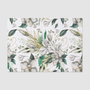Papier Mousseline Les Magnolias blancs et les rubans verts