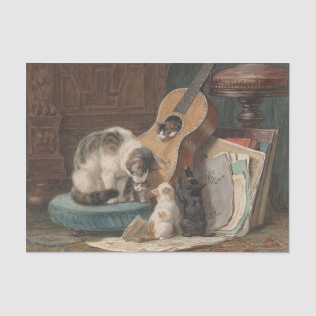 Papier Mousseline Les musiciens par Henriette Ronner-Knip (Recto)