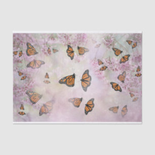 Papier Mousseline Les papillons Monarques fleurissent