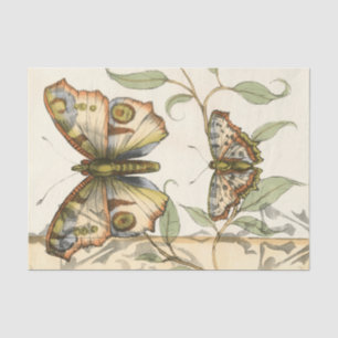 Papier Mousseline Les papillons Tandem sur les Feuilles verts
