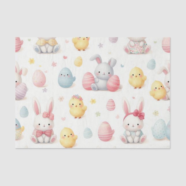 Papier Mousseline Les Petits Poussins et Lapins (Recto)