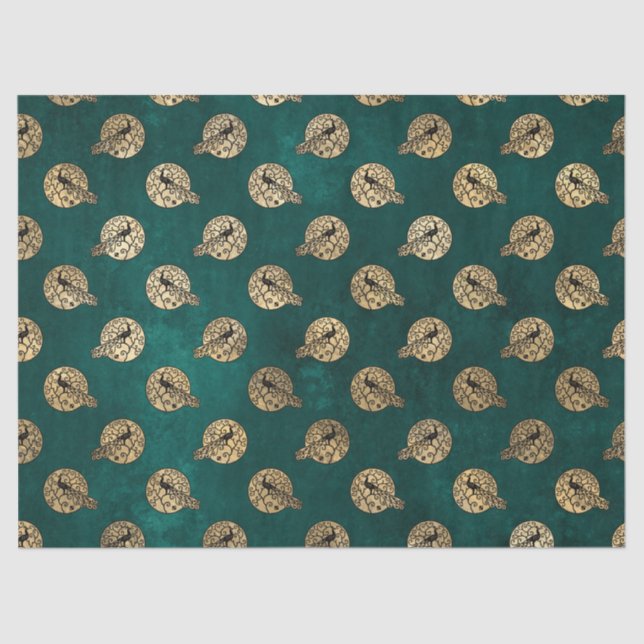 Papier Mousseline Les pics ornés d'or sur la page Découpage verte (Recto)