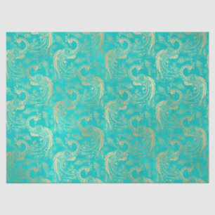 Papier Mousseline Les piocks de l'or des Boho sur la découpage Aqua