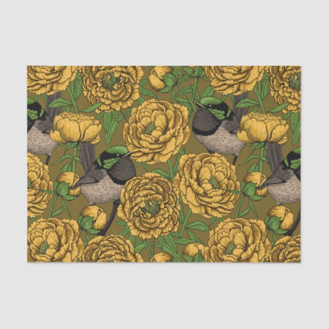 Papier Mousseline Les pivoines et les brunes (Recto)