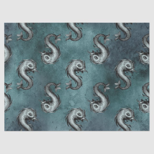 Papier Mousseline Les poissons comme la mer créent une déco verte/Tu (Recto)