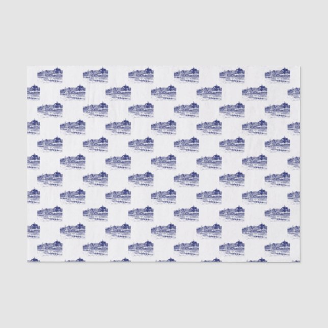 Papier Mousseline Les rameurs de Crew Row s'affrontent avec le bleu  (Recto)