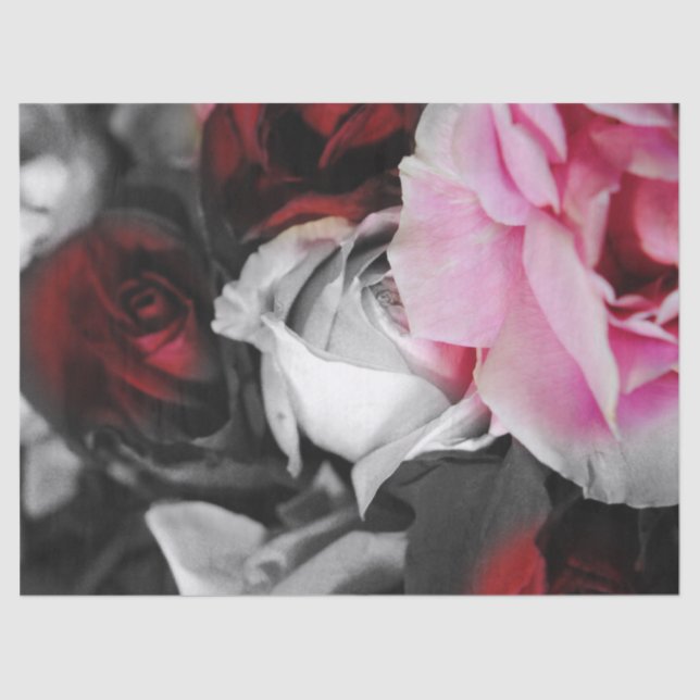 Papier Mousseline Les roses noirs et blancs se fanent (Recto)