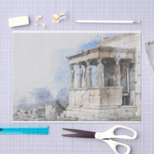 Papier Mousseline Les ruines des sites antiques aquarelles à Athènes