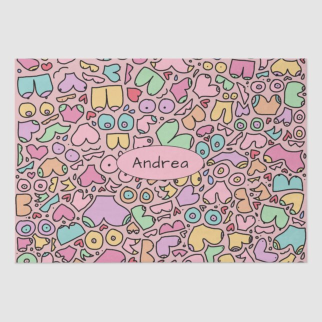 Papier Mousseline Les seins roses populaire drôle de motif (Recto)