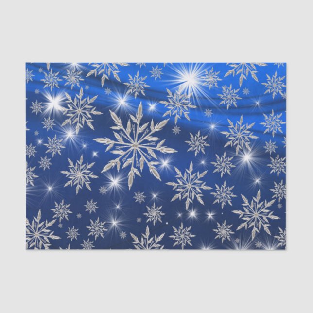 Papier Mousseline Les stars de Noël bleues avec le cristal de glace  (Recto)