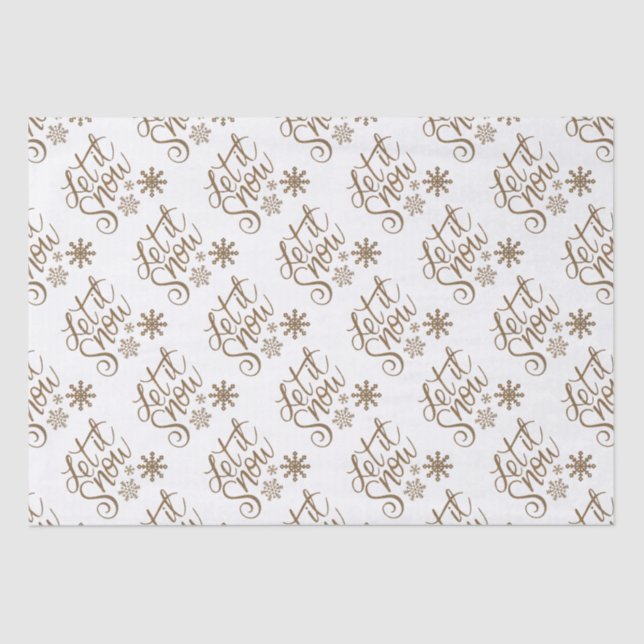 Papier Mousseline "Let it Snow" Parties scintillant d'or de Noël (Recto)
