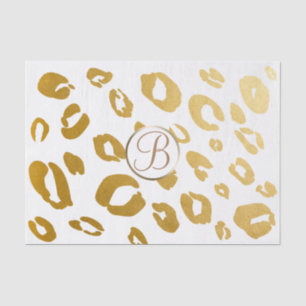 Papier Mousseline Lettre d'or Leopard Cheetah Imprimer Monogramme in