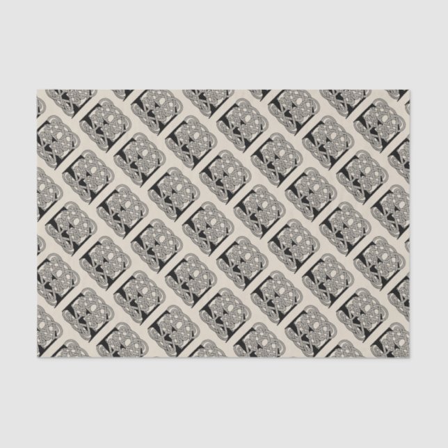 Papier Mousseline Lettre E Noeud Celtique Monogramme Vintage (Recto)