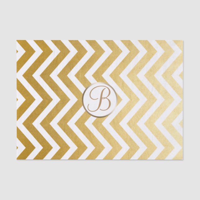 Papier Mousseline Lettre initiale de monogramme à impression chevron (Recto)