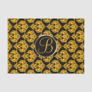 Papier Mousseline Lettre initiale de monogramme damassé glamour jaun